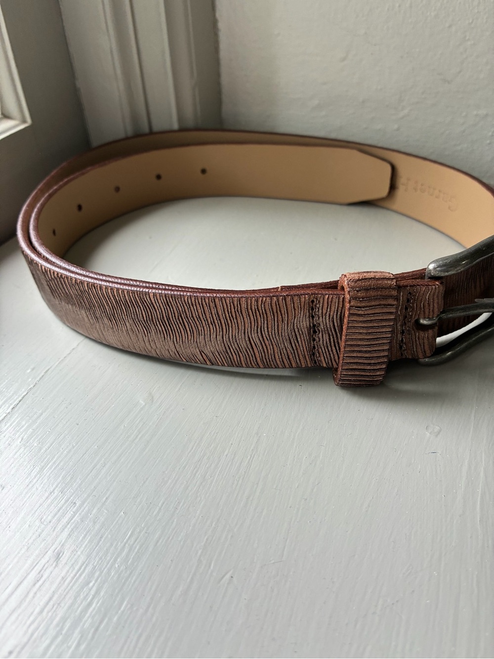 Garnet Hill Italian Textured Leather Belt Brown Size XS